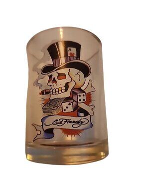 Ed Hardy Skull Top Hat Gamble Tumbler Glass